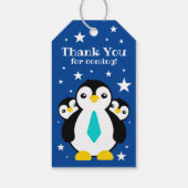 Cute Happy Birthday Boy Penguins Blue Neckties Cadeaulabel (Achterkant)