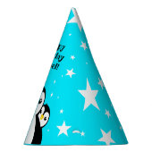 Cute Happy Birthday Boy Penguins Blue Neckties Feesthoedjes (Rechts)