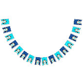 Cute Happy Birthday Boy Penguins Blue Neckties Vlaggetjes (Alle)