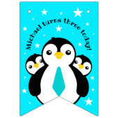 Cute Happy Birthday Boy Penguins Blue Neckties Vlaggetjes (Derde vlag)