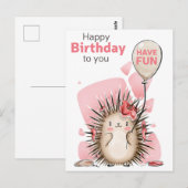 Cute Happy Birthday Briefkaart (Voorkant / Achterkant)