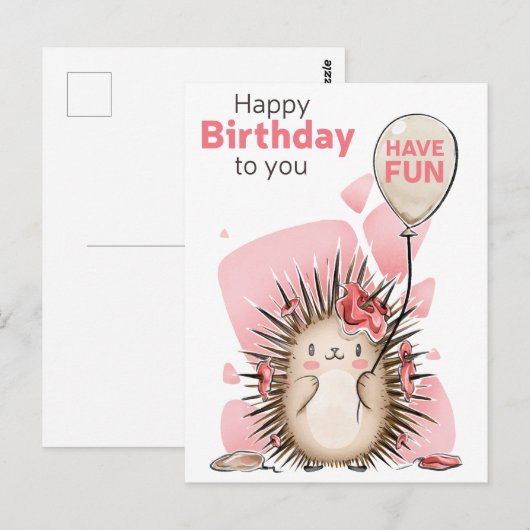 Cute Happy Birthday Briefkaart (Voorkant / Achterkant)