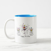 Cute Happy Birthday Bunny Rabbits Kinder Tweekleurige Koffiemok (Links)