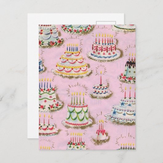 Cute  Happy Birthday Cakes Kaart (Voorkant / Achterkant)