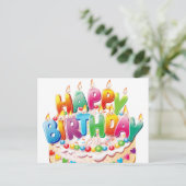 Cute Happy Birthday Candle Cake Briefkaart (Staand voorkant)