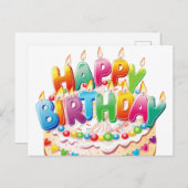 Cute Happy Birthday Candle Cake Briefkaart (Voorkant / Achterkant)