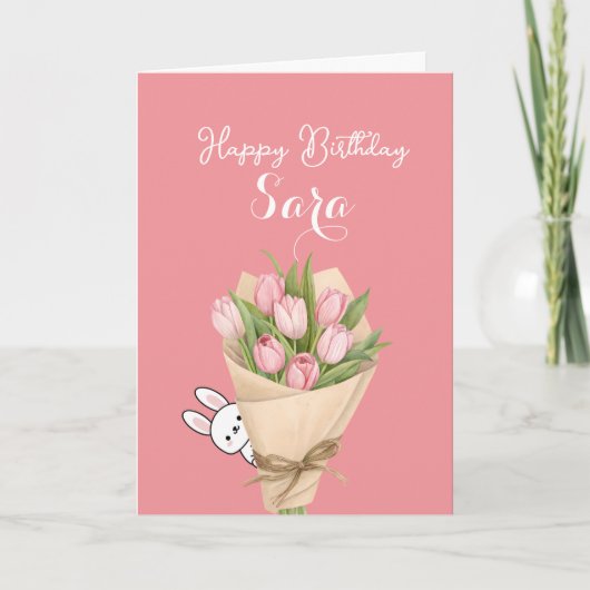 Cute Happy Birthday Card with Sweet Message Kaart (Voorkant)
