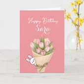 Cute Happy Birthday Card with Sweet Message Kaart (Gele Bloem)