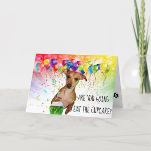 Cute Happy Birthday Chihuahua met Cupcake Kaart
