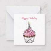 Cute Happy Birthday  Cupcake Notitiekaartje (Voorkant)
