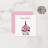 Cute Happy Birthday  Cupcake Notitiekaartje (Voorkant / Achterkant in situ)
