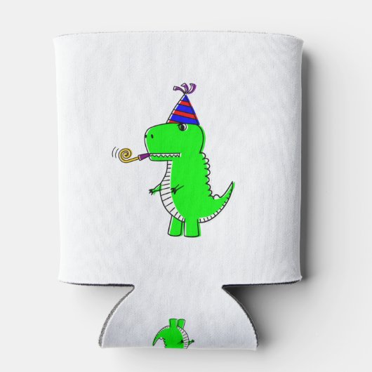 Cute Happy Birthday Dinosaur Blikjeskoeler (Achterkant)