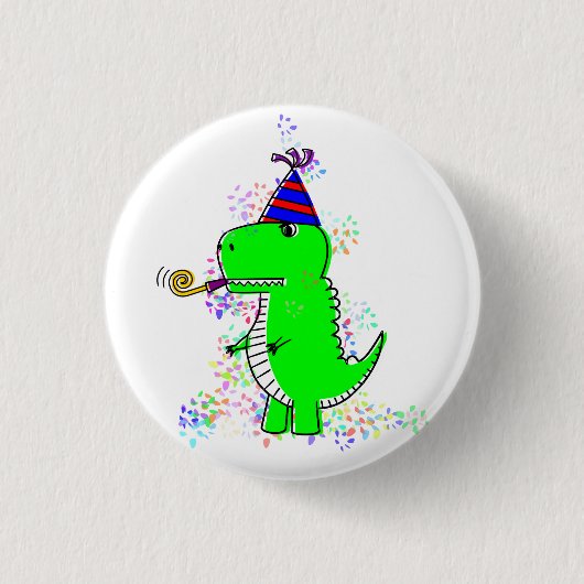 Cute Happy Birthday Dinosaur Confetti Ronde Button 3,2 Cm (Voorkant)