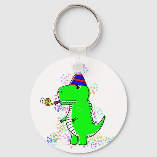 Cute Happy Birthday Dinosaur Confetti Sleutelhanger (Voorkant)
