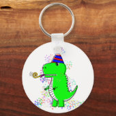 Cute Happy Birthday Dinosaur Confetti Sleutelhanger (Voorkant)