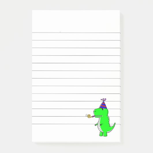 Cute Happy Birthday Dinosaur Gestreept Post-it® Notes (Voorkant)