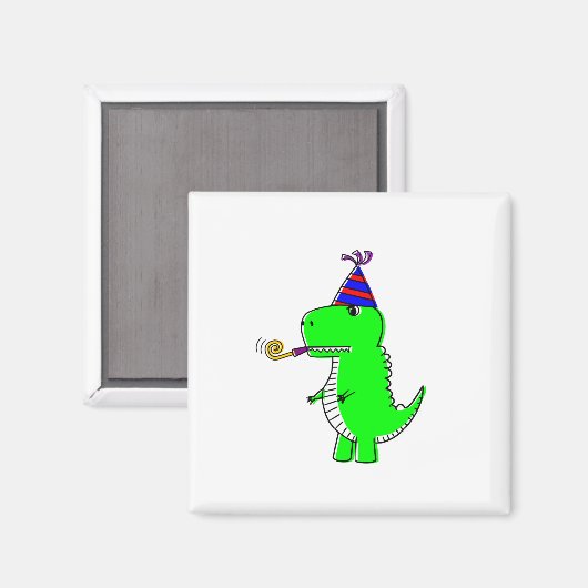 Cute Happy Birthday Dinosaur Magneet (Voorkant / Achterkant)