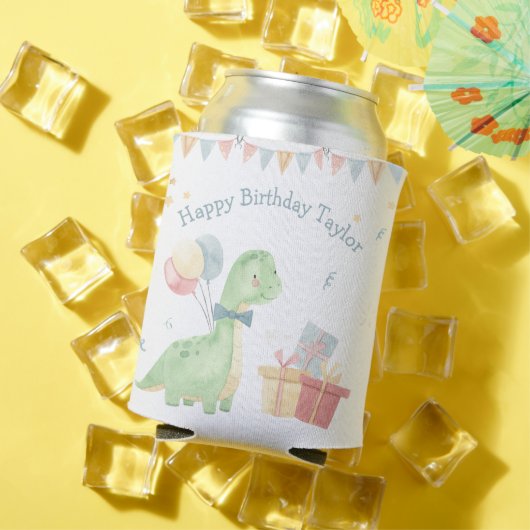 Cute Happy Birthday Dinosaur Party Blikjeskoeler (Insitu Zomer)