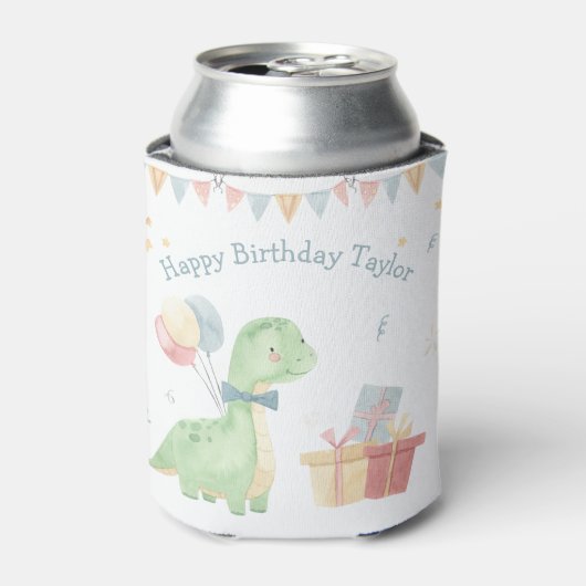 Cute Happy Birthday Dinosaur Party Blikjeskoeler (Blikje Voorkant)