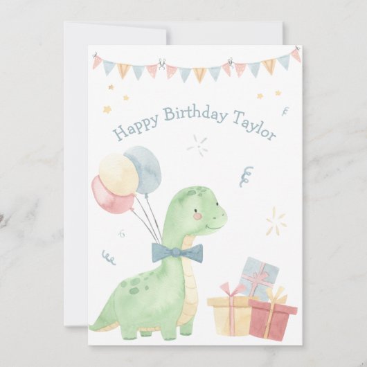 Cute Happy Birthday Dinosaur Party Feestdagenkaart (Voorkant)