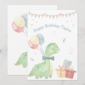Cute Happy Birthday Dinosaur Party Feestdagenkaart (Voorkant / Achterkant)