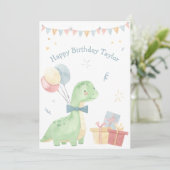 Cute Happy Birthday Dinosaur Party Feestdagenkaart (Staand voorkant)