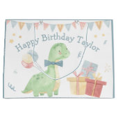 Cute Happy Birthday Dinosaur Party Large Gift Bag Groot Cadeauzakje (Voorkant)