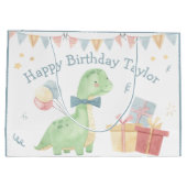 Cute Happy Birthday Dinosaur Party Large Gift Bag Groot Cadeauzakje (Achterkant)