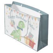 Cute Happy Birthday Dinosaur Party Large Gift Bag Groot Cadeauzakje (Achterkant Gekanteld)