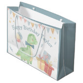 Cute Happy Birthday Dinosaur Party Large Gift Bag Groot Cadeauzakje (Voorkant Gekanteld)