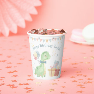 Cute Happy Birthday Dinosaur Party Papieren Bekers