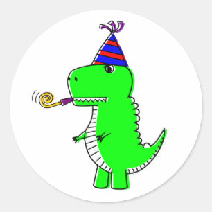 Cute Happy Birthday Dinosaur Ronde Sticker