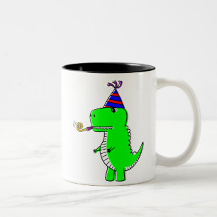 Cute Happy Birthday Dinosaur Tweekleurige Koffiemok