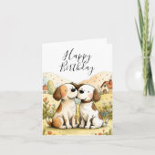 Cute Happy Birthday Dog Card Feestdagen Kaart (Voorkant)