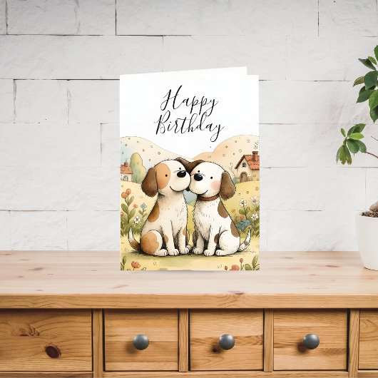 Cute Happy Birthday Dog Card Feestdagen Kaart