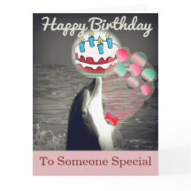 Cute Happy Birthday Dolphin Balloon Art Kaart