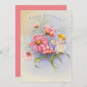 Cute  Happy Birthday Fairy Feestdagenkaart (Voorkant / Achterkant)