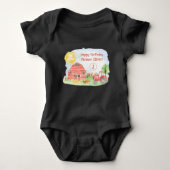 Cute Happy Birthday Farmer Waterverf Romper (Voorkant)