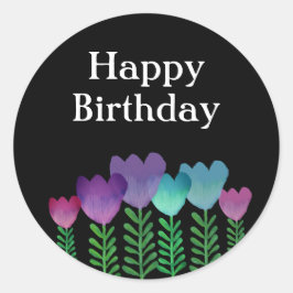 Cute Happy Birthday Floral Ronde Sticker