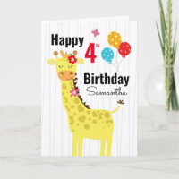 Cute Happy Birthday Giraffe Custom Name