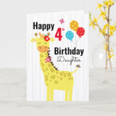 Cute Happy Birthday Giraffe Daughter Kaart (Gele Bloem)