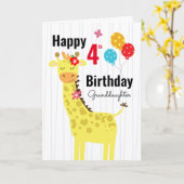 Cute Happy Birthday Giraffe kleindochter Kaart (Gele Bloem)