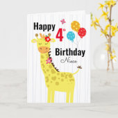 Cute Happy Birthday Giraffe Niece Card Kaart (Gele Bloem)