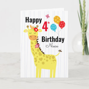 Cute Happy Birthday Giraffe Niece Card Kaart