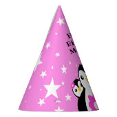 Cute Happy Birthday Girl Penguins Pink Flowers Feesthoedjes (Links)