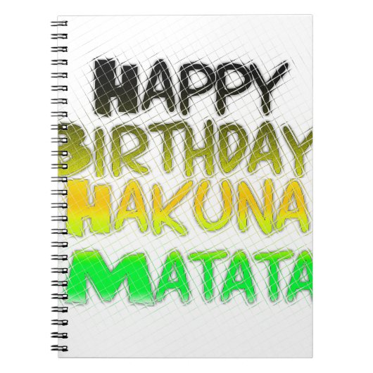 Cute Happy Birthday Hakuna Matata eco Inspirationa Notitieboek (Voorkant)