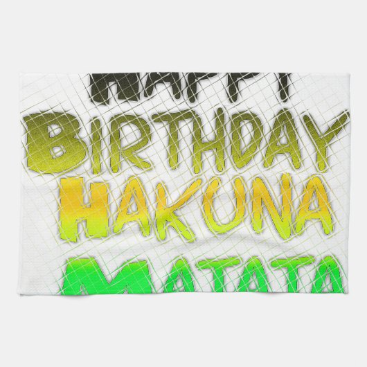 Cute Happy Birthday Hakuna Matata eco Inspirationa Theedoek (Horizontaal)