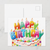 Cute Happy Birthday Kaars Cake Briefkaart (Voorkant / Achterkant)