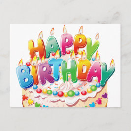 Cute Happy Birthday Kaars Taart Briefkaart