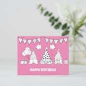 Cute Happy Birthday Kabouter Stempel Briefkaart (Staand voorkant)